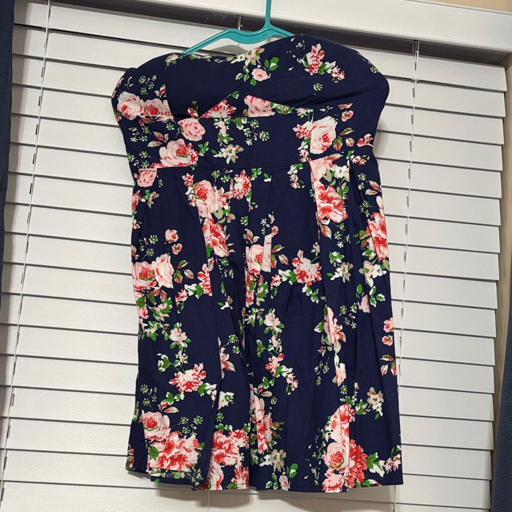 No Boundaries Navy Floral Smocked Top
